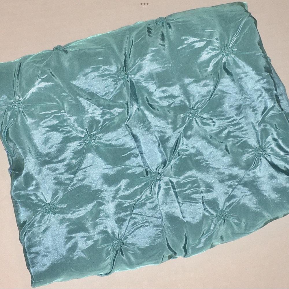 Diamond tuck aqua satin fabric